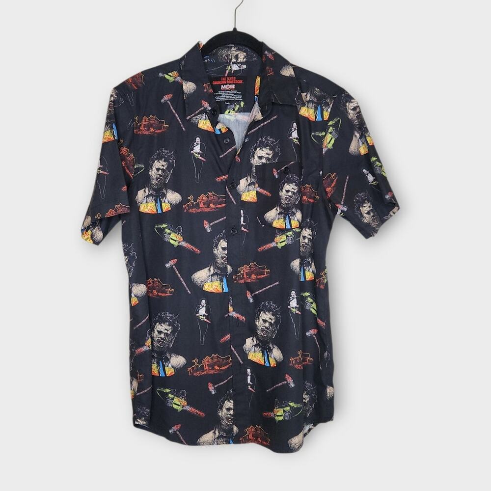 MOB Middle of Beyond Texas Chainsaw Massacre Button Shirt Mens Small Horror